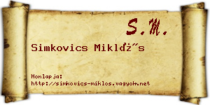 Simkovics Miklós névjegykártya