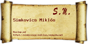 Simkovics Miklós névjegykártya