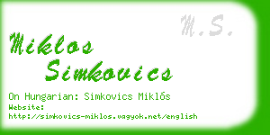 miklos simkovics business card